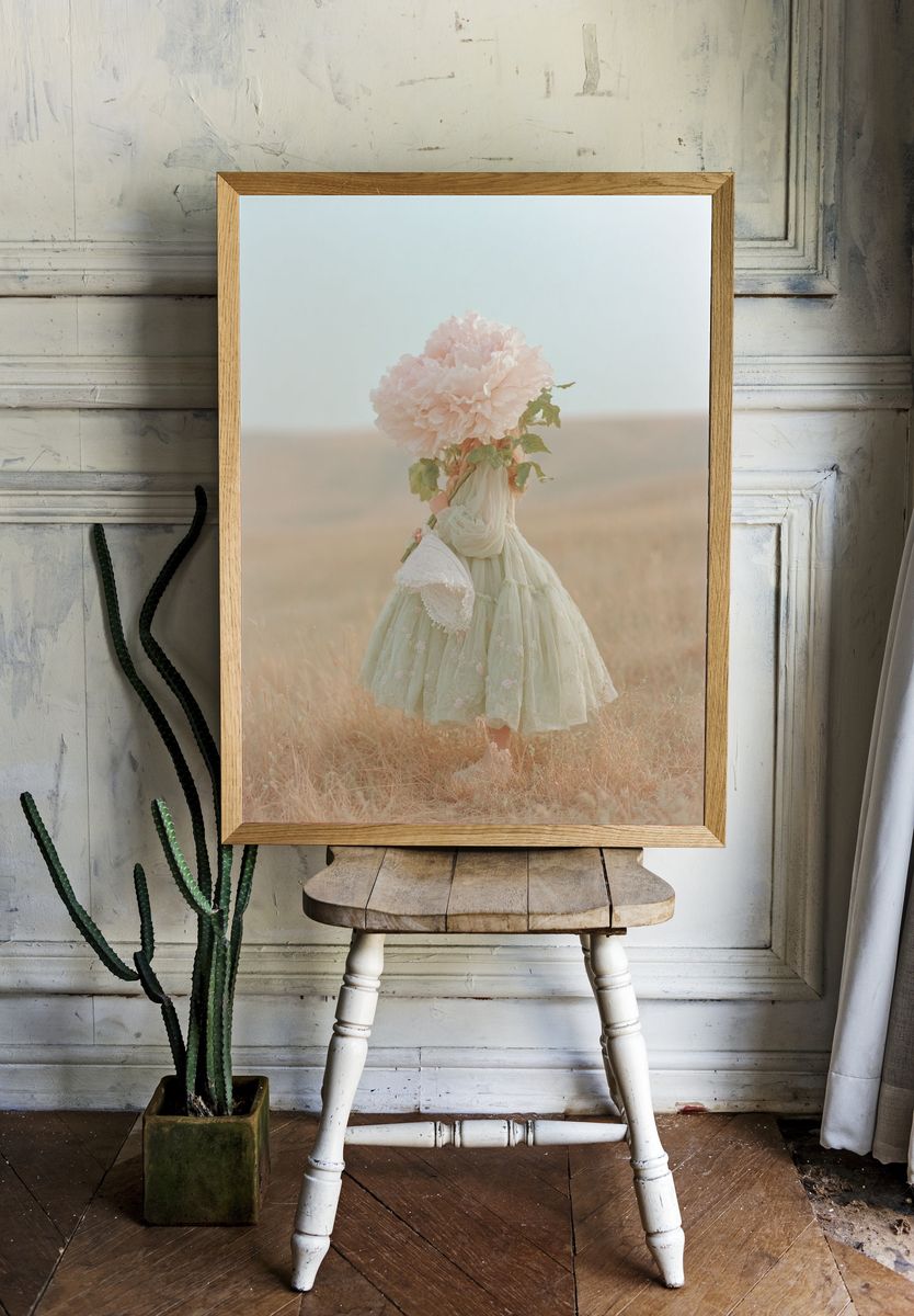 Girl with Peony — Fine Art Print room preview