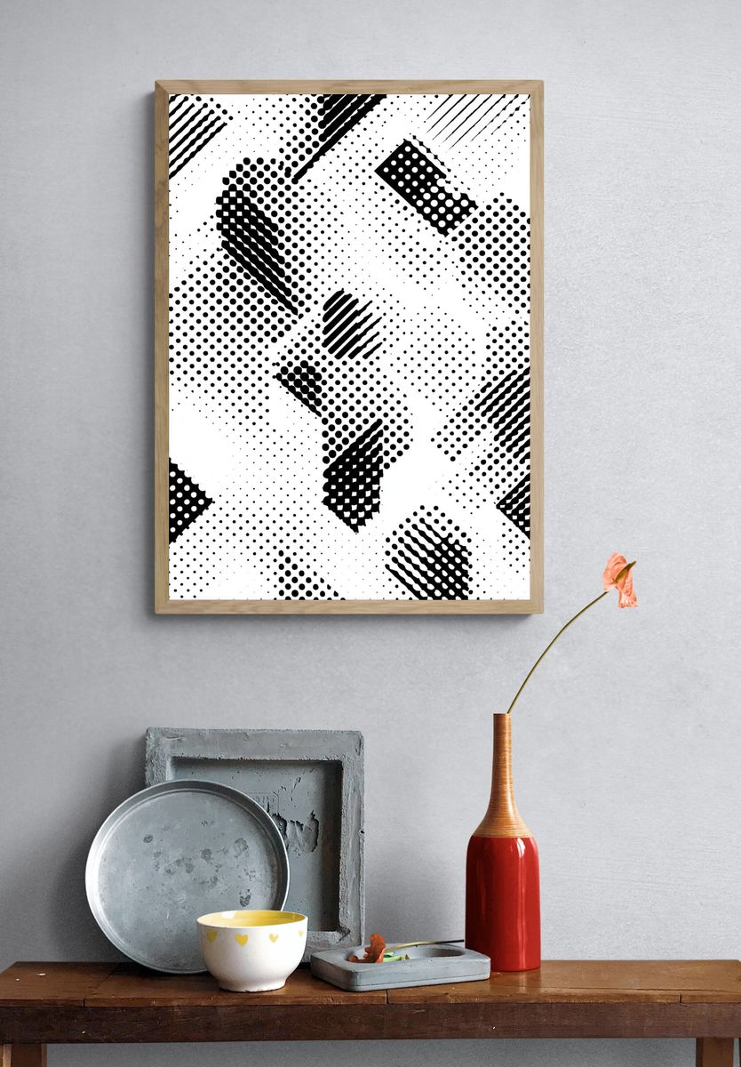 Geometric Black-White Poster. — room view 3
