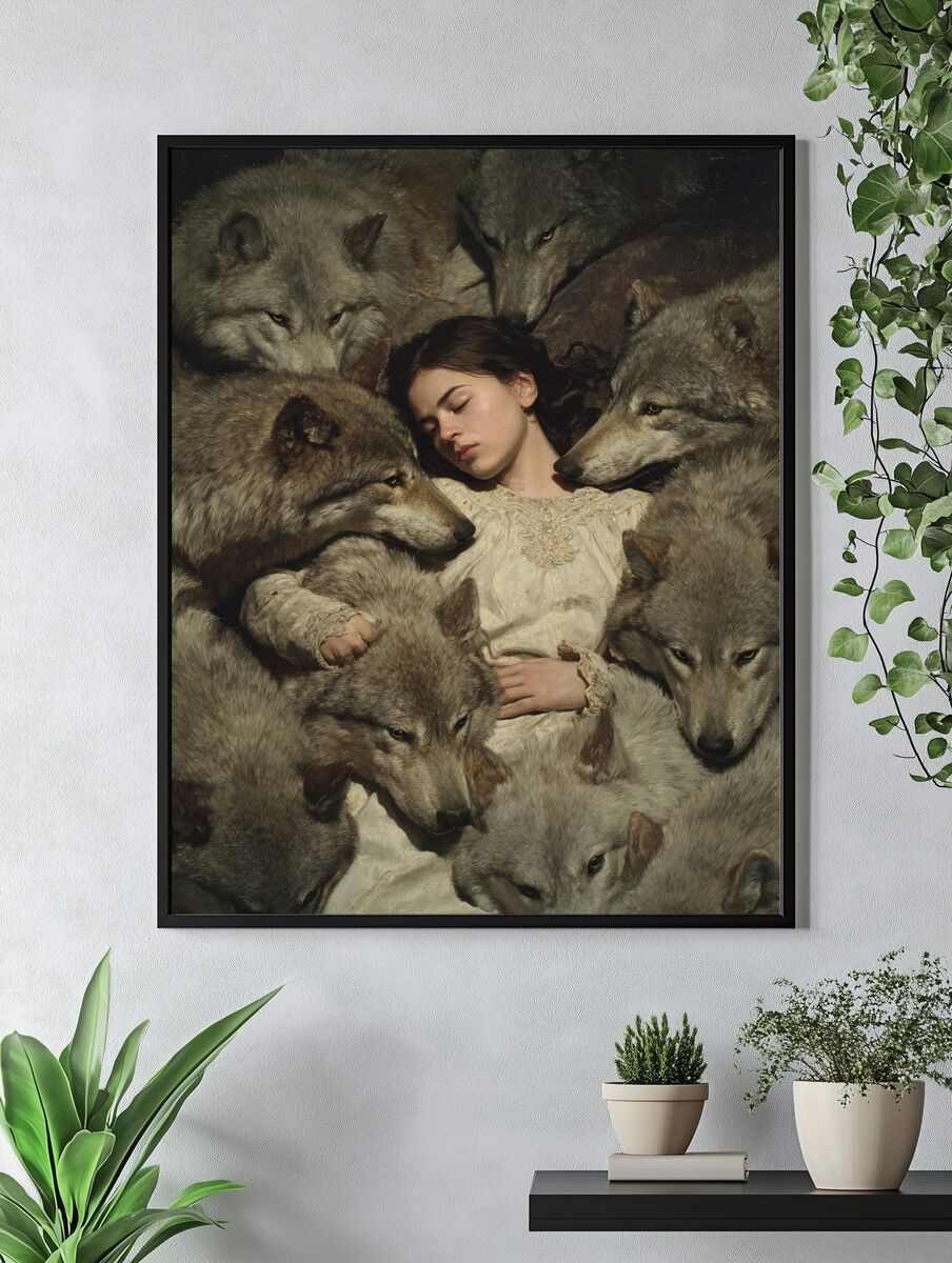 Girl with Wolves — Fine Art Print. — room view 4