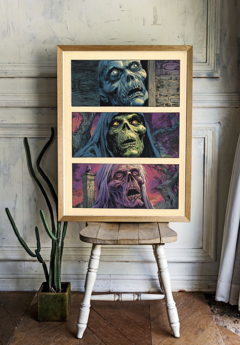 Creepy Skull Art — Horror Print. — room view 1