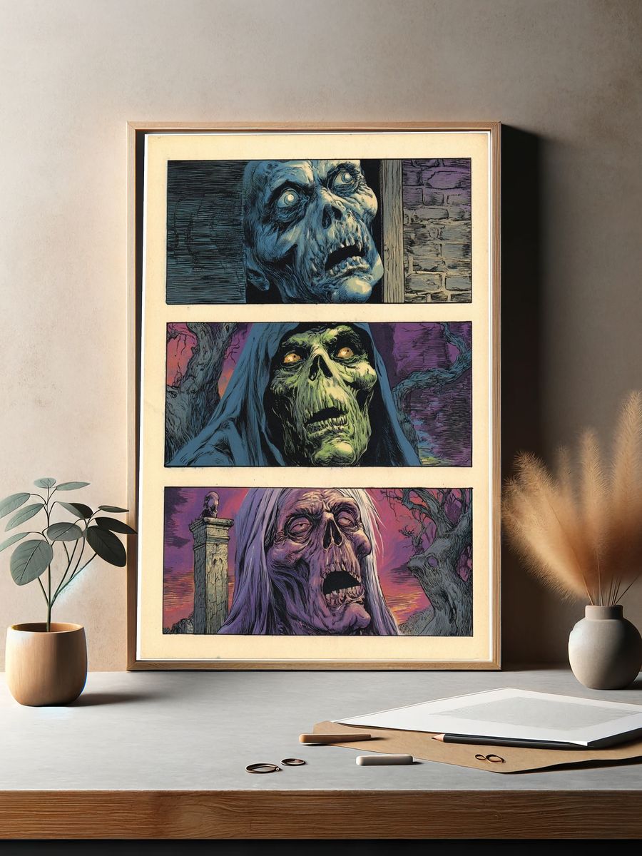 Creepy Skull Art — Horror Print. — room view 2