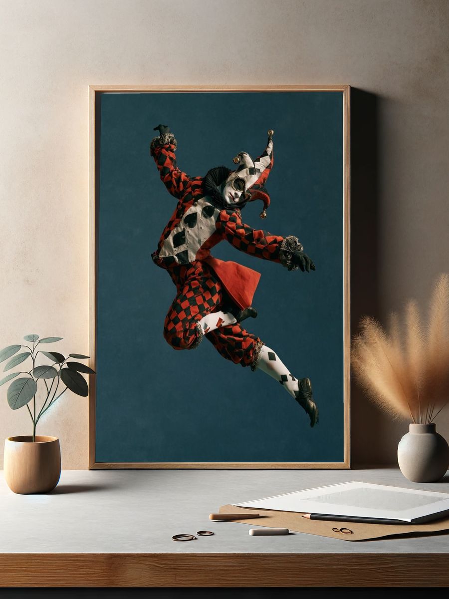 Harlequin Acrobat Photography Poster. — room view 2