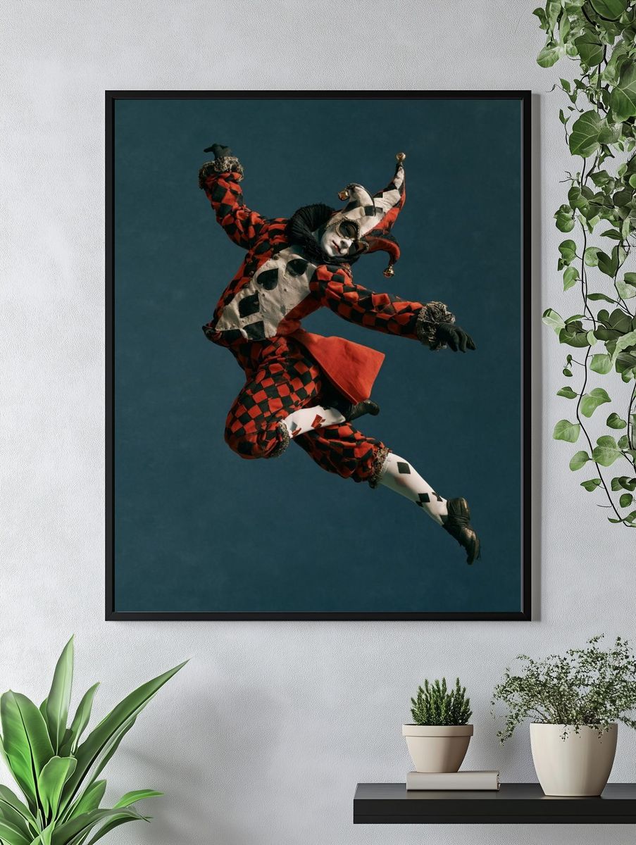 Harlequin Acrobat Photography Poster. — room view 4