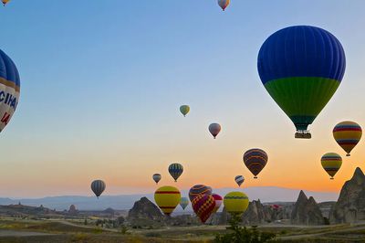 Colorful Hot Air Balloons at Sunrise Poster.