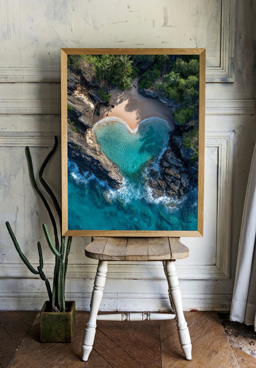 Heart-Shaped Beach — Nature Print. — room view 1