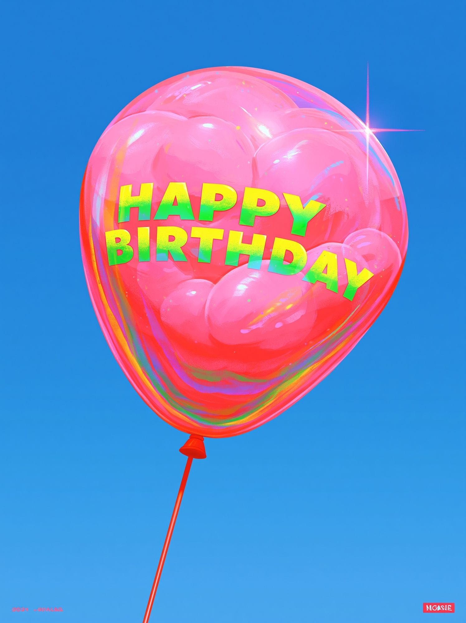 Happy Birthday Balloon Typography Poster. poster — typography art