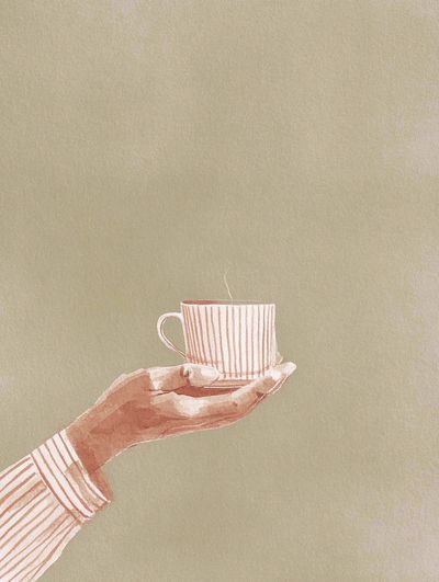 Hand Holding Coffee Cup — Illustration Print. poster print
