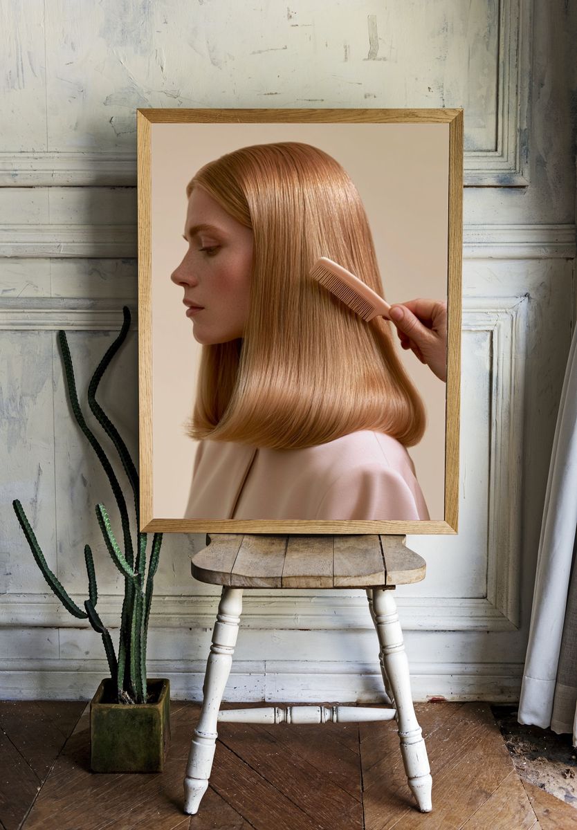 Elegant Hair Care Photography Poster. — room view 1
