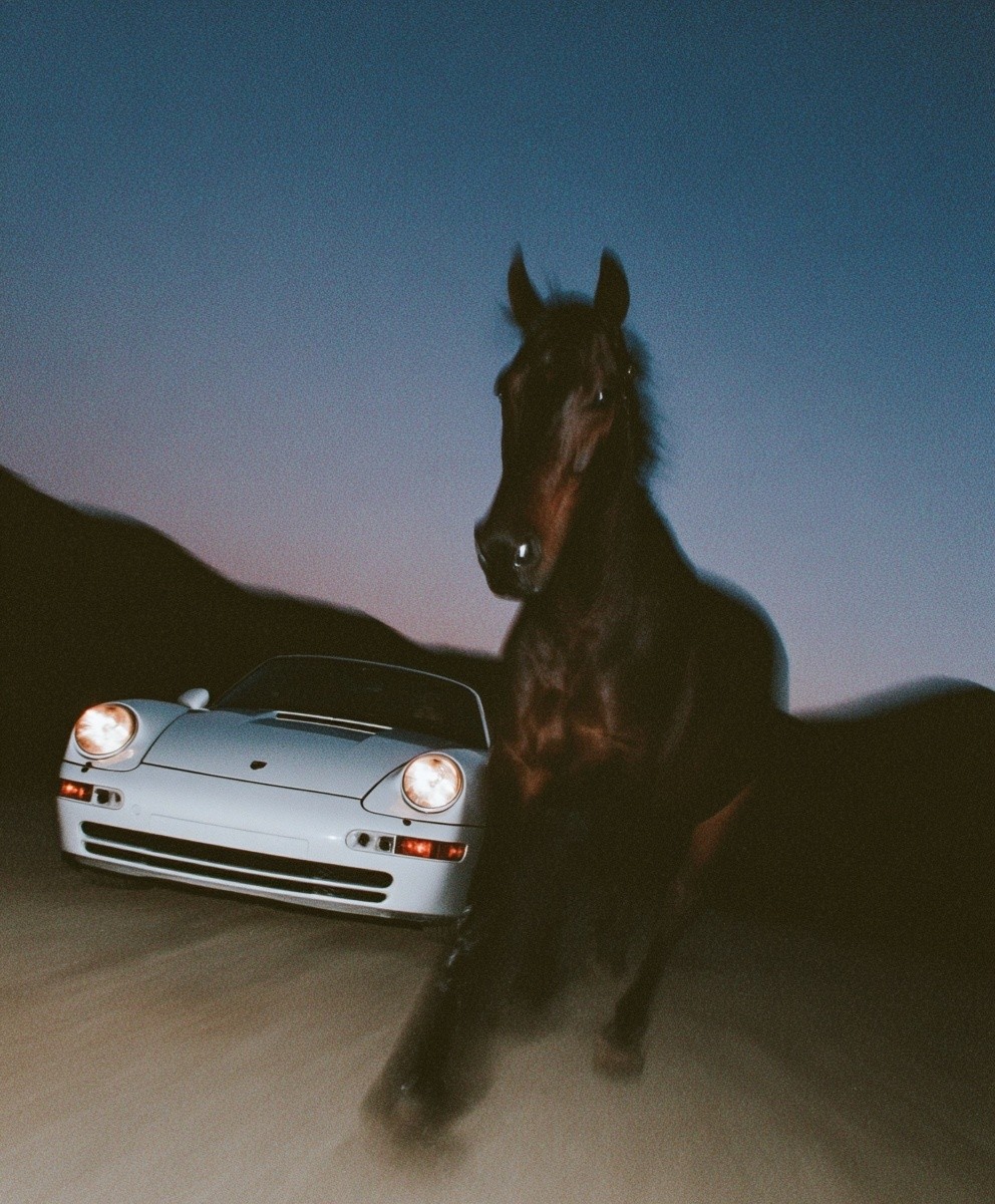 Horse and Car — Photography Print. poster detail