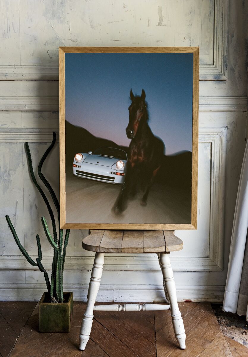 Horse and Car — Photography Print. — room view 1