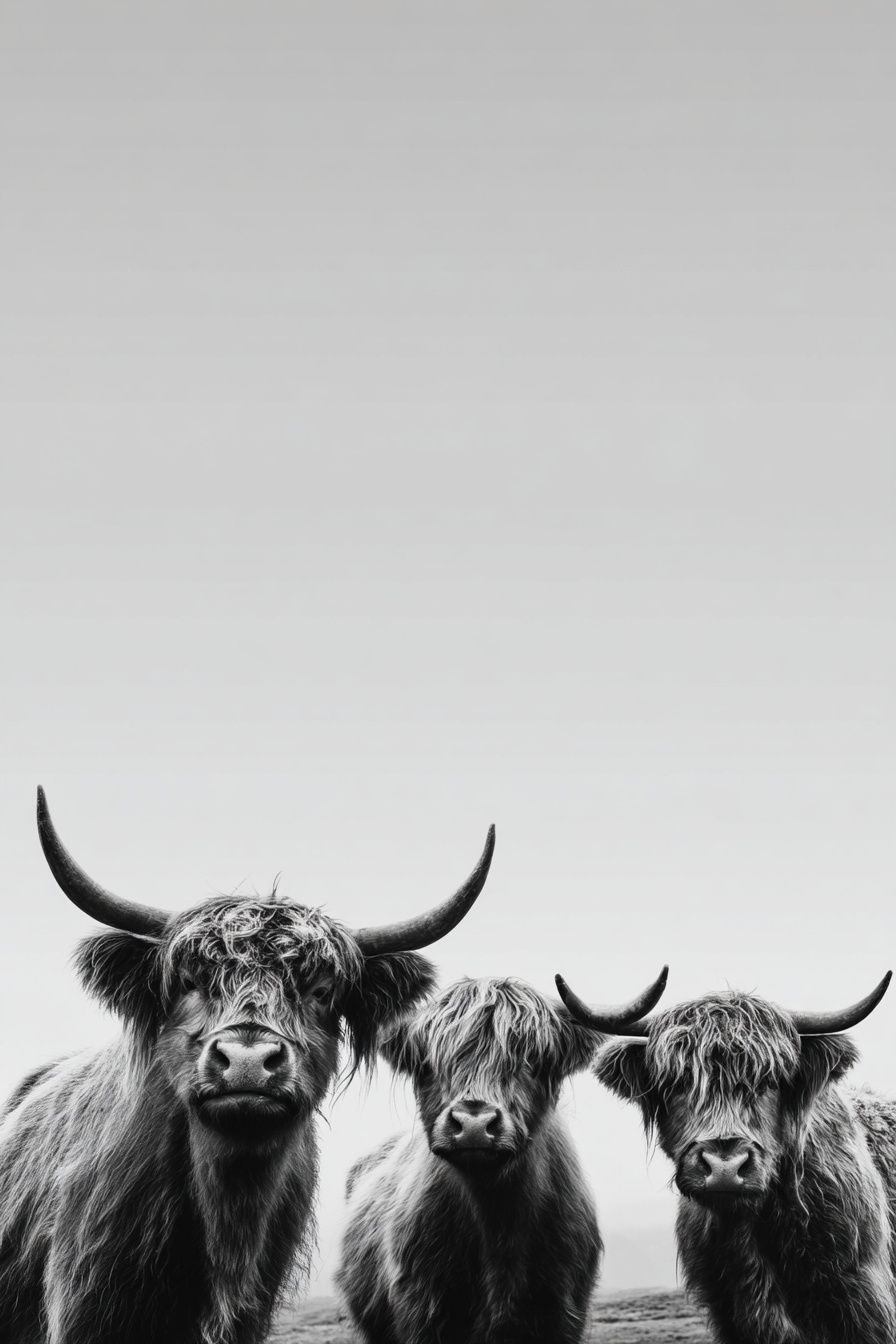 Highland Cattle Portrait Print. poster detail