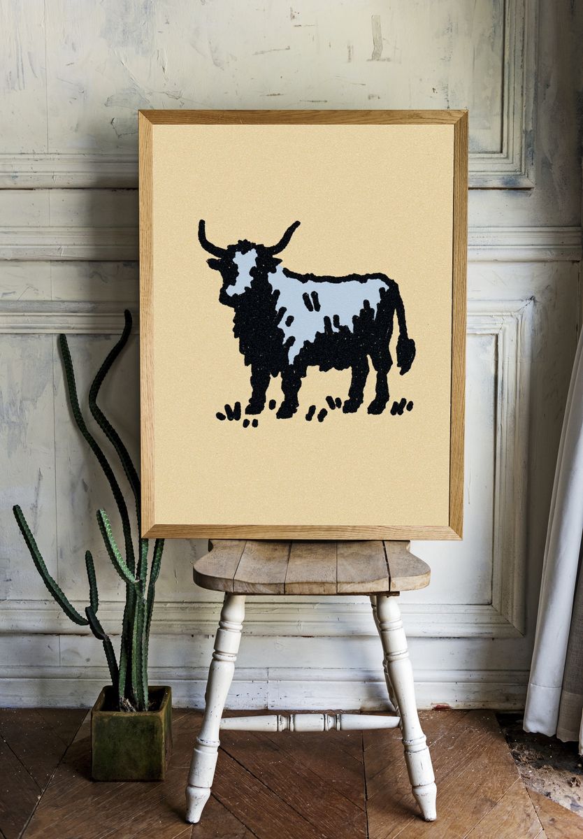 Highland Cow Illustration Poster room preview