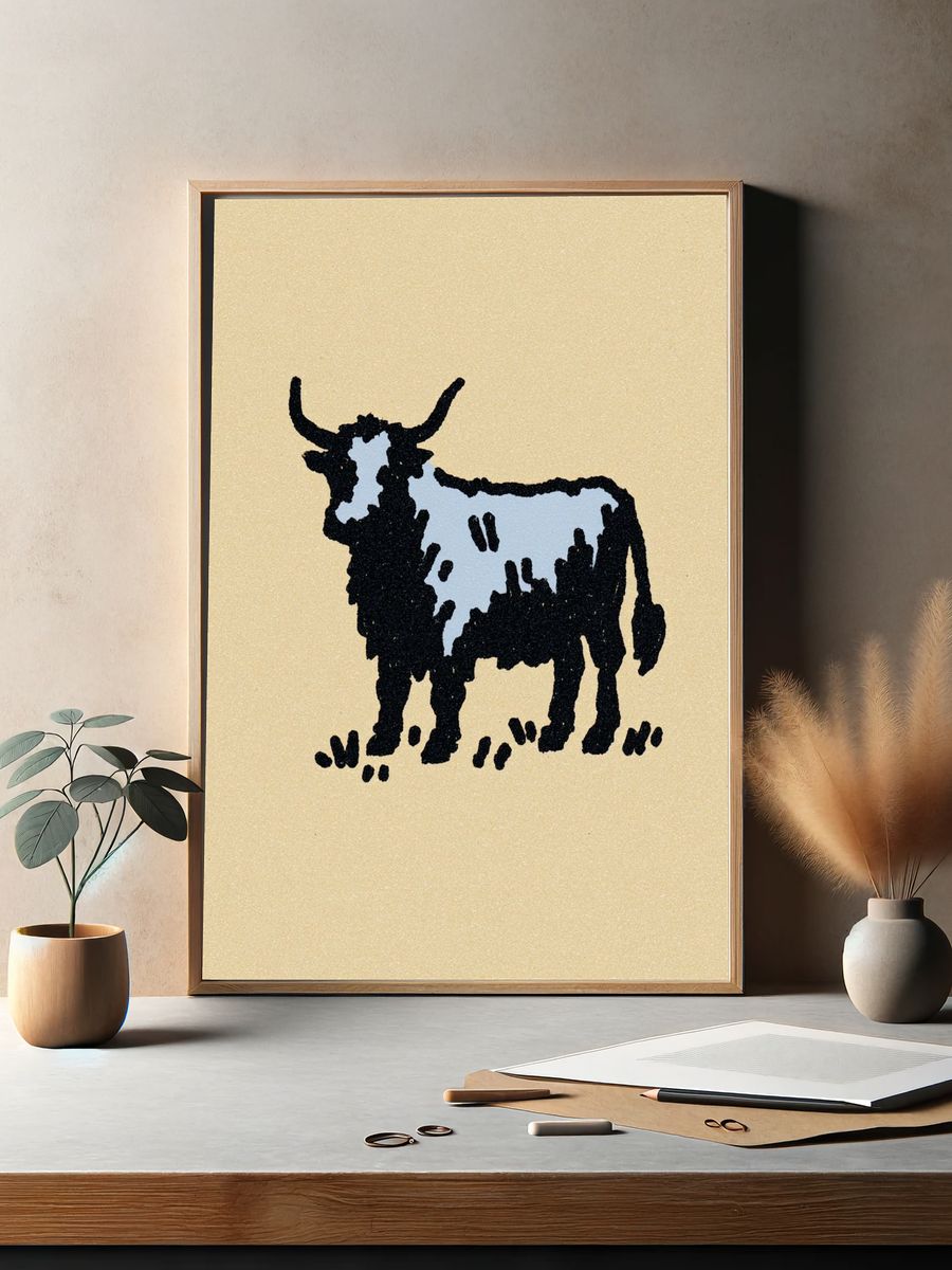Highland Cow Illustration Poster. — room view 2