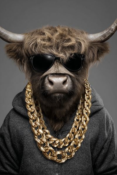 Stylish Highland Cow — Funny Print. poster