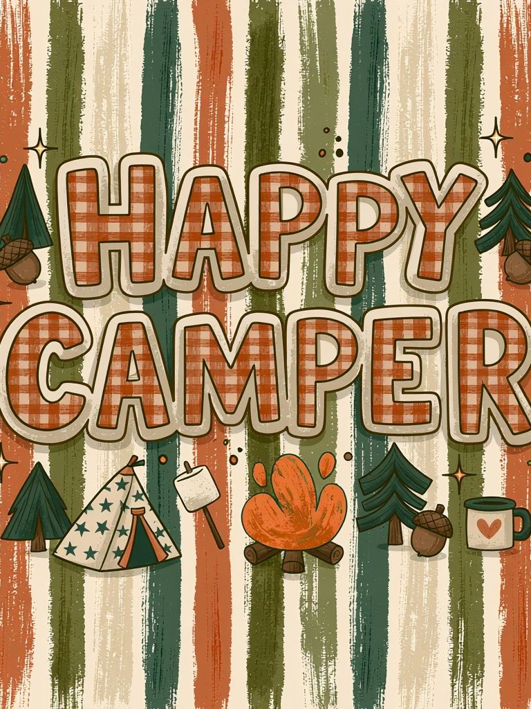 Happy Camper Typography Poster. poster — typography art