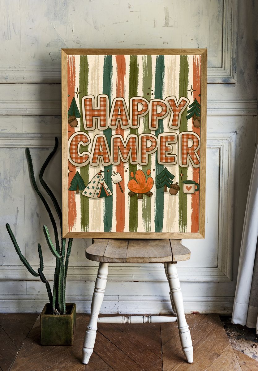 Happy Camper Typography Poster. — room view 1