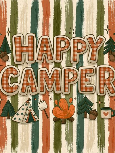 Happy Camper Typography Poster.