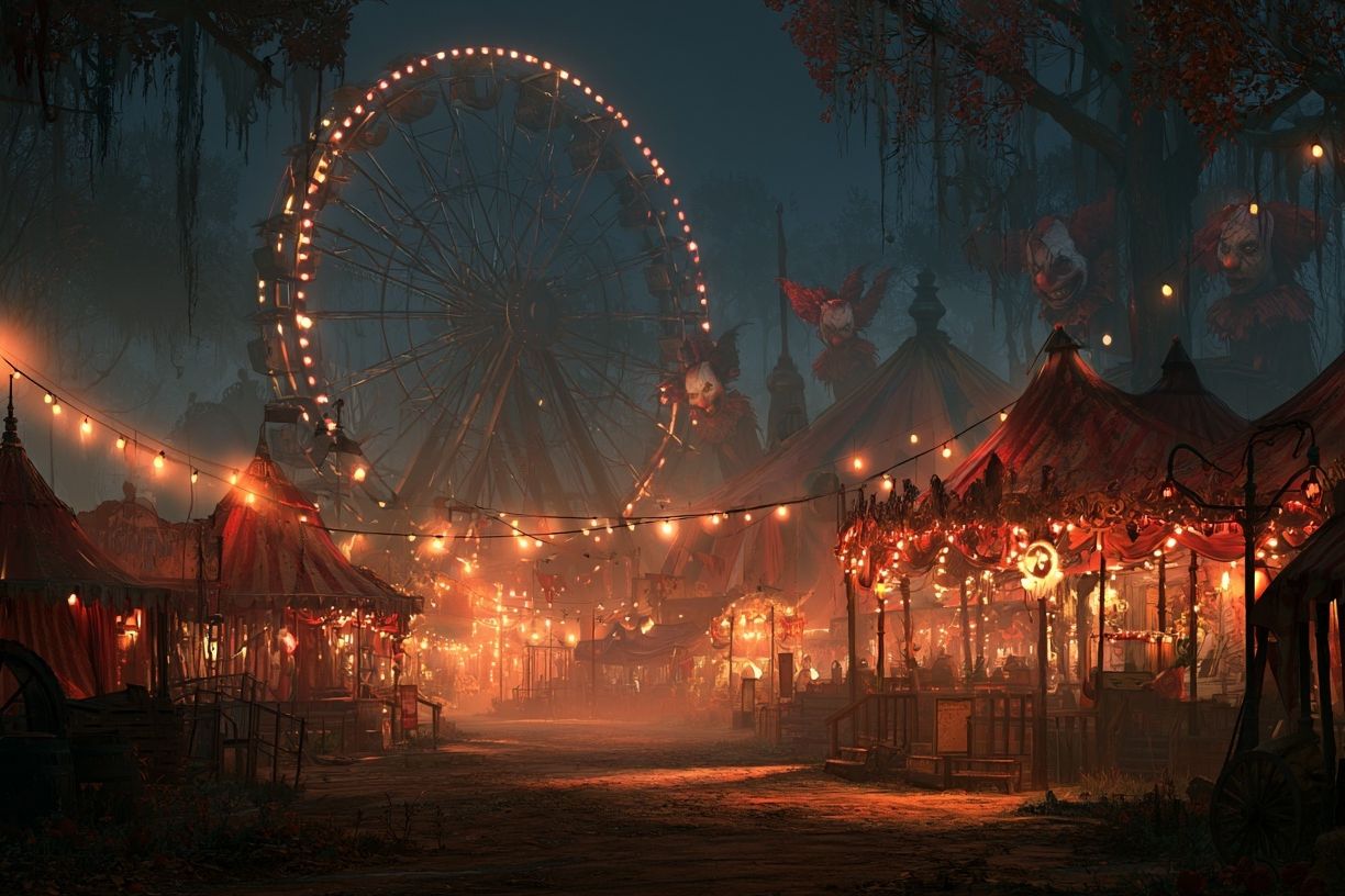 Haunted Carnival at Dusk Poster. poster — illustration art