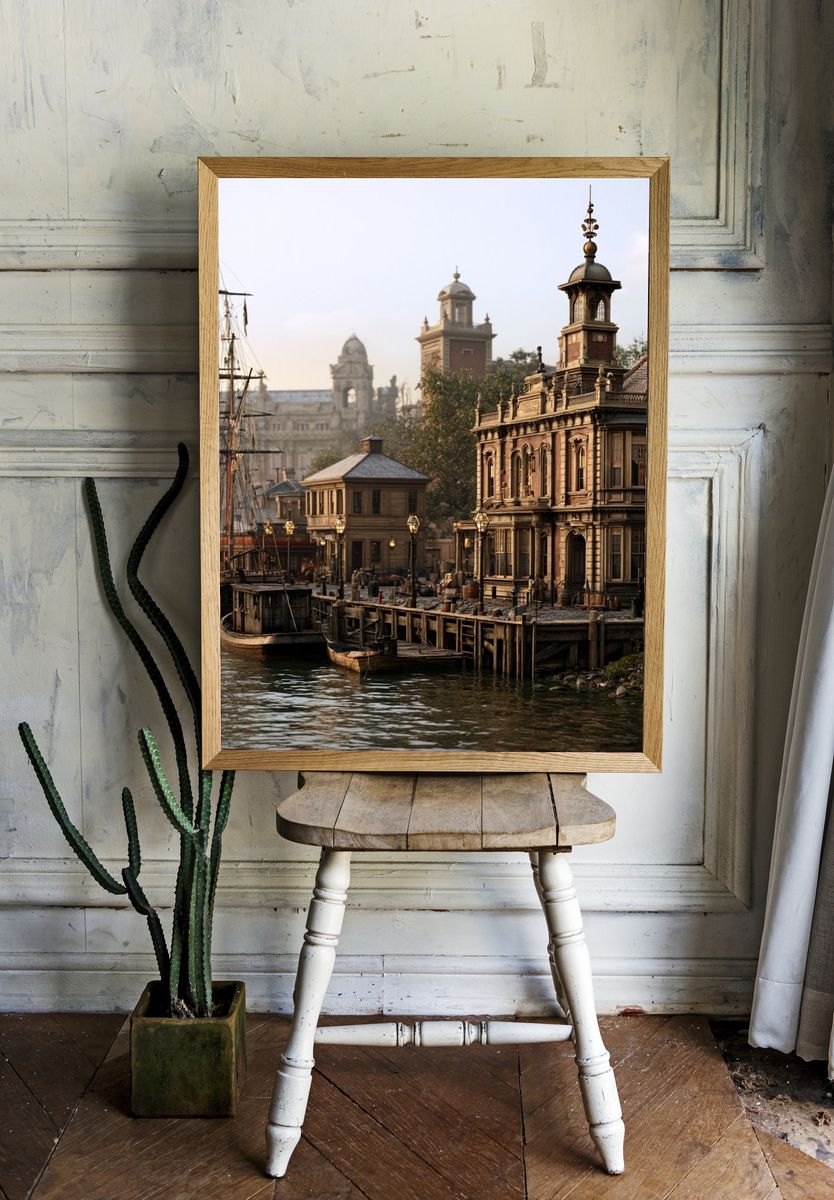 Harborfront Historic Cityscape Poster. room preview