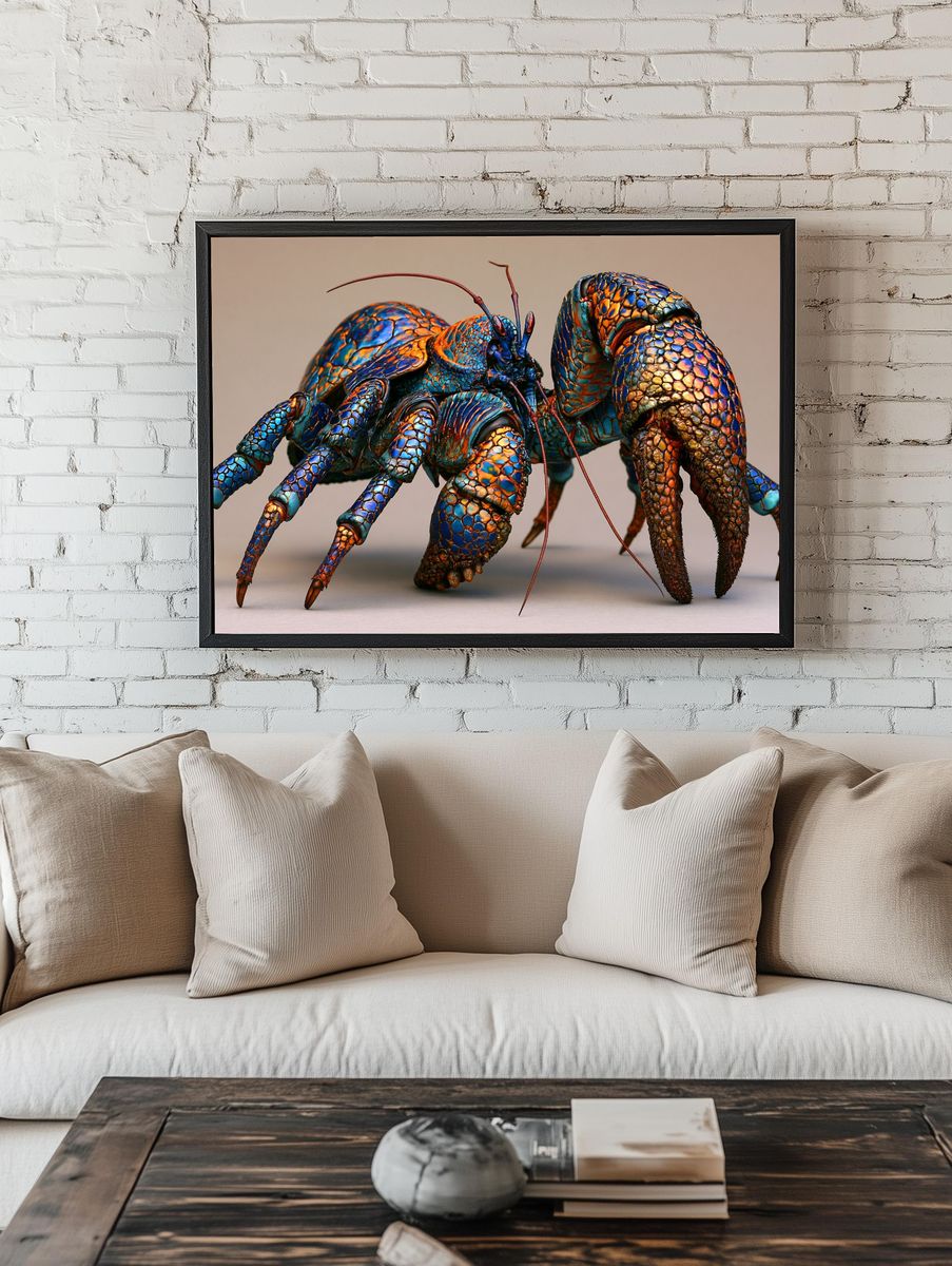 Colorful Hermit Crab Illustration Poster. — room view 1