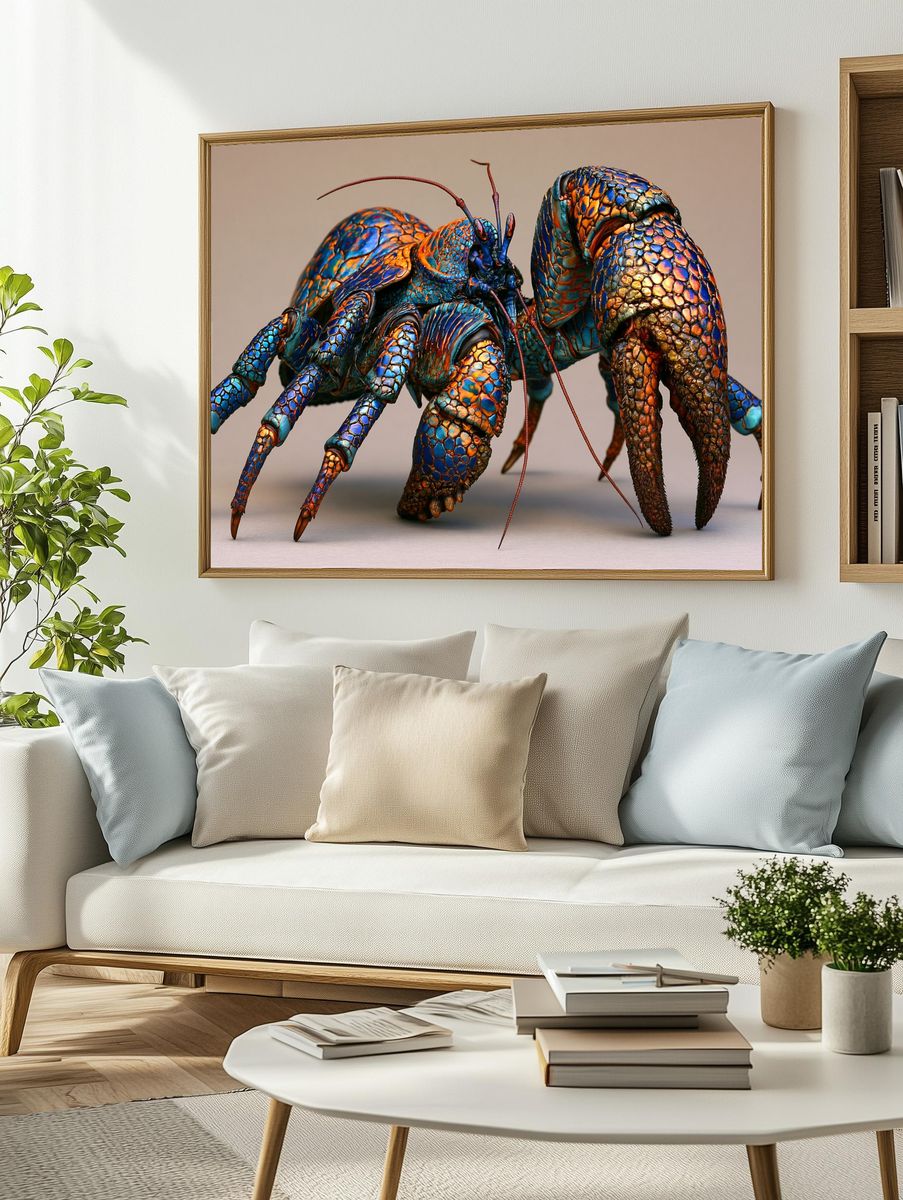 Colorful Hermit Crab Illustration Poster. — room view 2