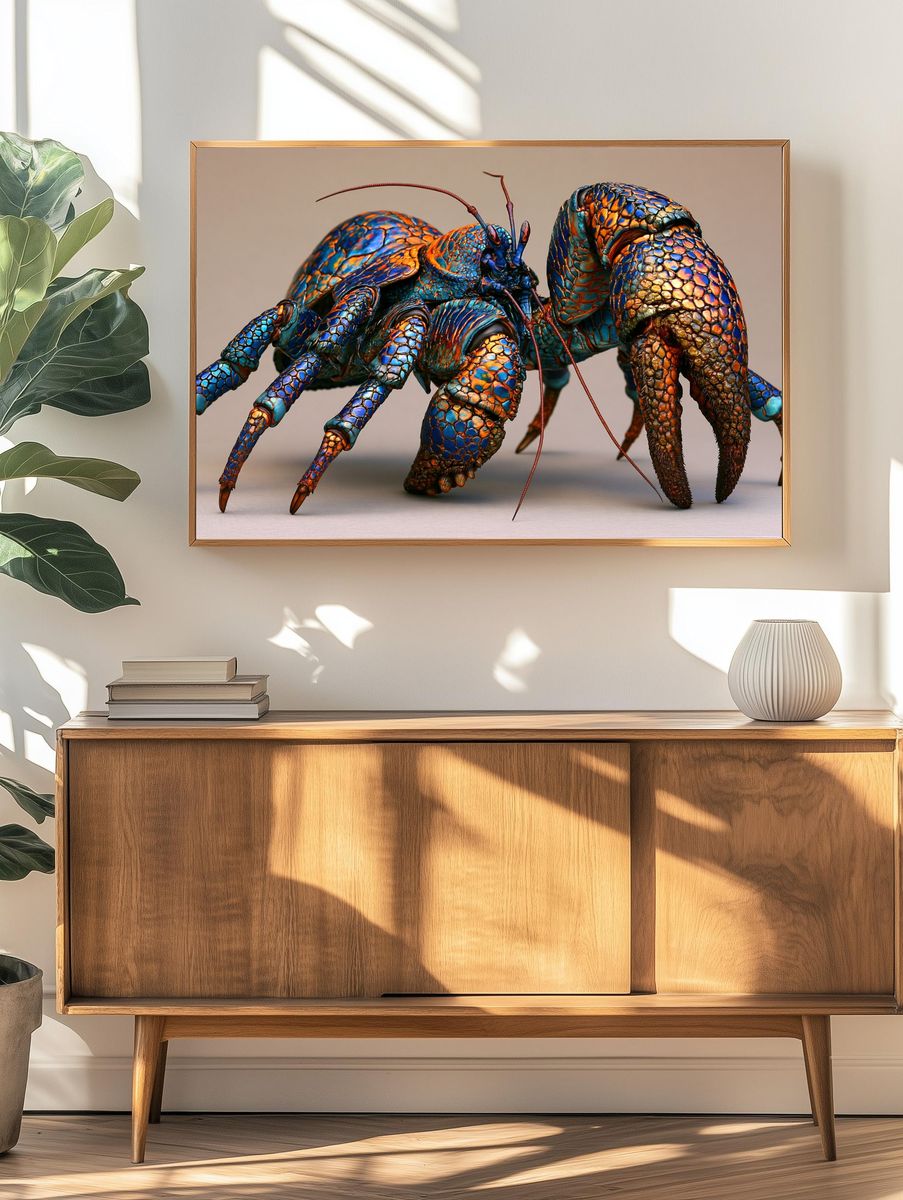 Colorful Hermit Crab Illustration Poster. — room view 3