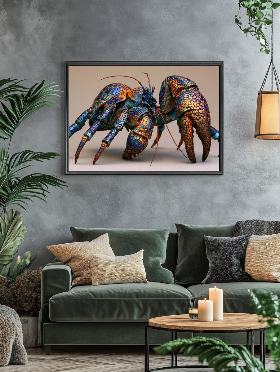 Colorful Hermit Crab Illustration Poster. — room view 4