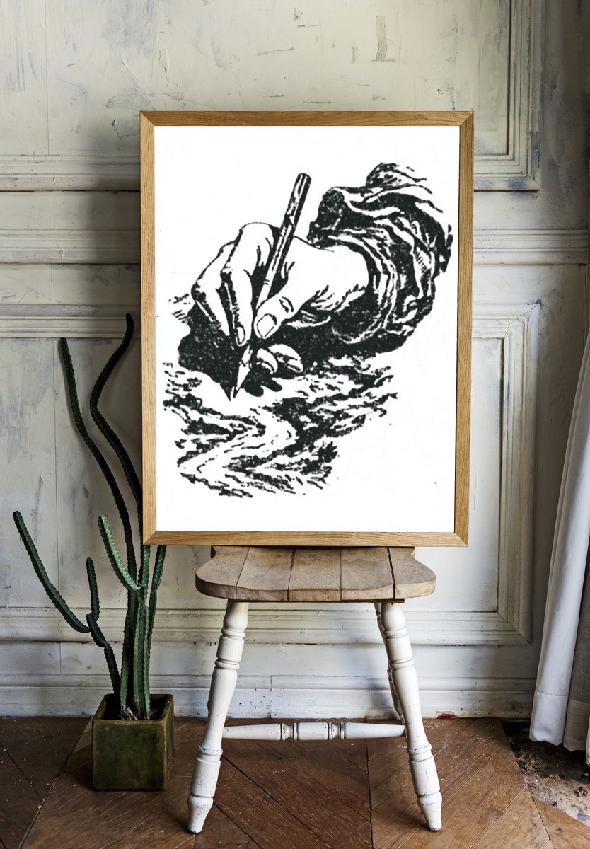 Hand Drawing a Landscape — Illustration Print room preview