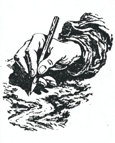Hand Drawing a Landscape — Illustration Print. poster print