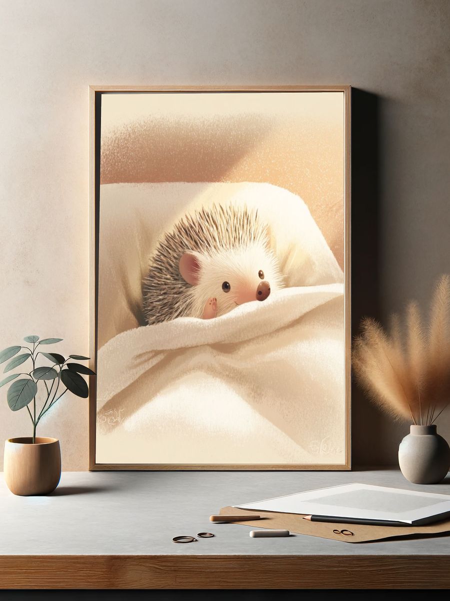 Cute Hedgehog — Illustration Print. — room view 2