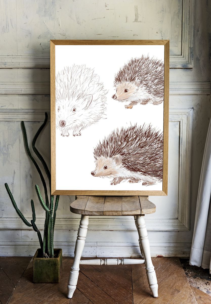 Hedgehog Sketch Illustration Poster room preview