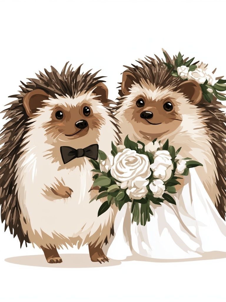 Hedgehog Wedding Illustration Poster. poster — animals art