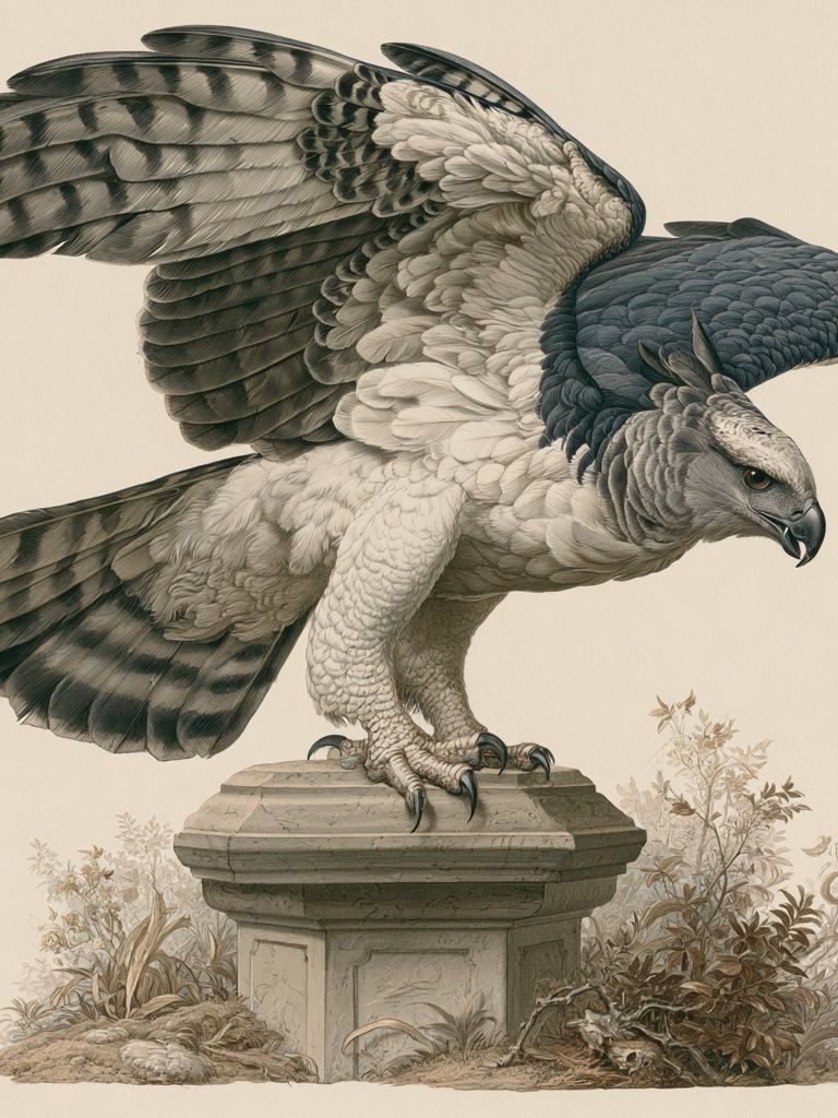 Harpy Eagle Botanical Illustration Poster. poster — animals art