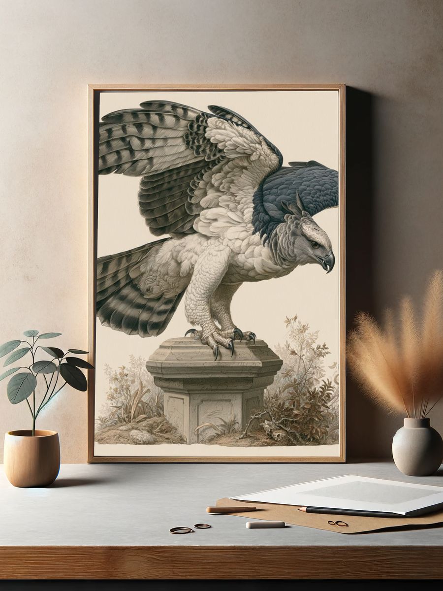 Harpy Eagle Botanical Illustration Poster. — room view 2