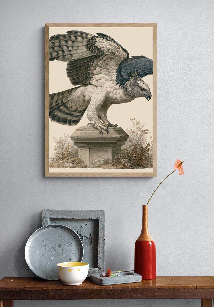 Harpy Eagle Botanical Illustration Poster. — room view 3