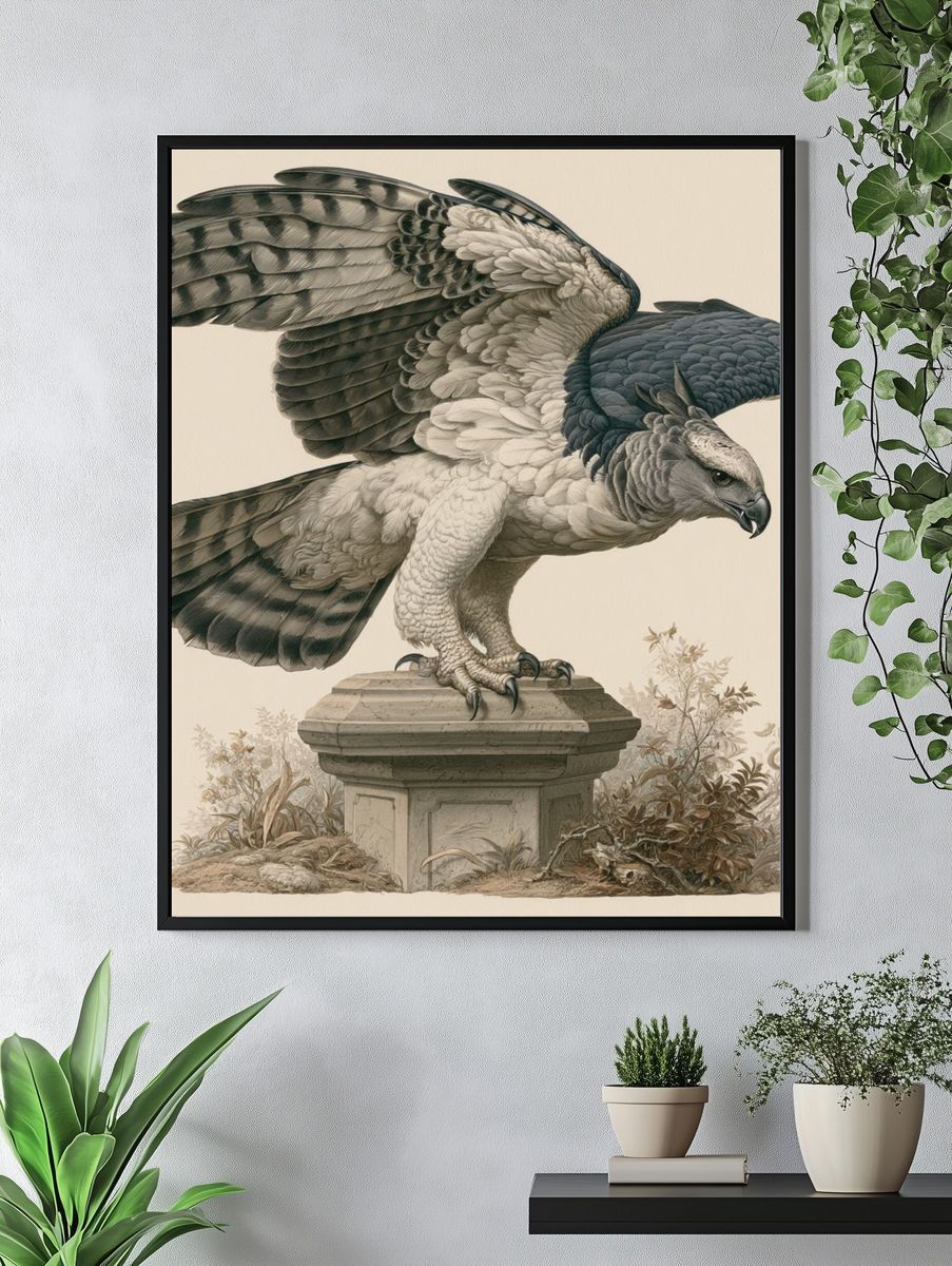 Harpy Eagle Botanical Illustration Poster. — room view 4