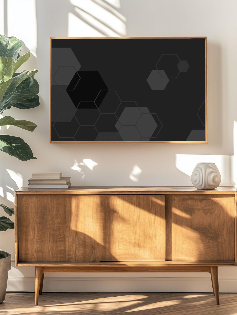 Black gray hexagon geometric pattern. — room view 3