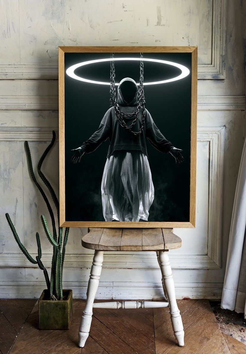 Hooded Figure Halo Poster. — room view 1