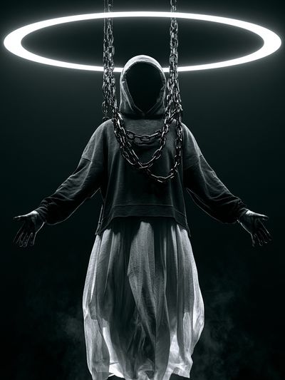 Hooded Figure Halo Poster. poster print