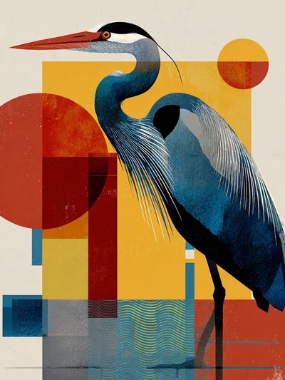 Heron Geometric Art Print. poster