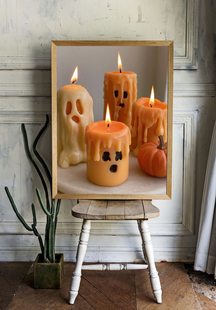 Halloween Ghost Candles Poster. — room view 1