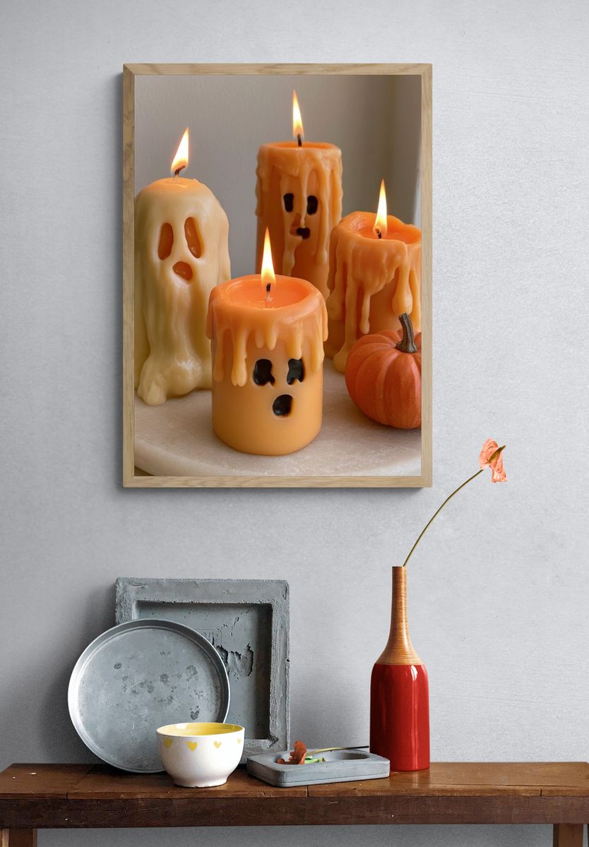 Halloween Ghost Candles Poster. — room view 3