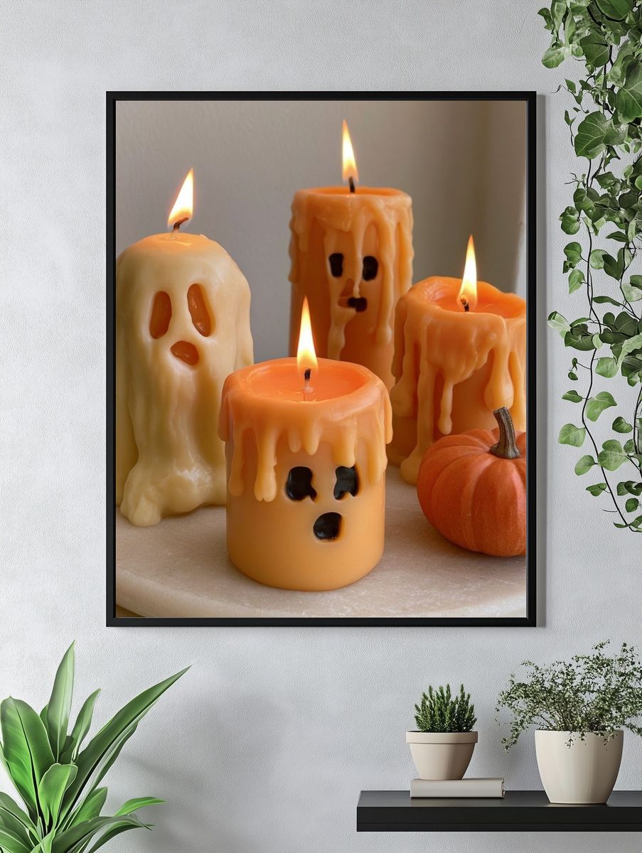 Halloween Ghost Candles Poster. — room view 4