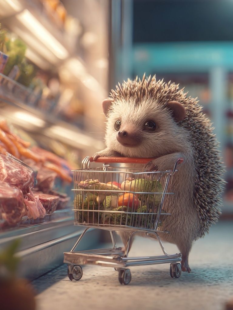 Hedgehog Grocery Run Illustration Poster. poster — illustration art