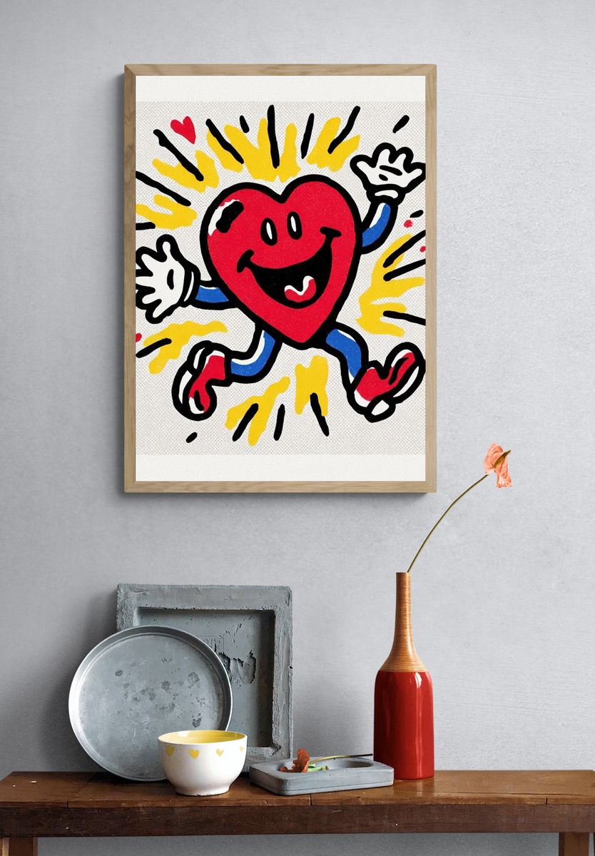 Happy Heart — Cartoon Print. — room view 3