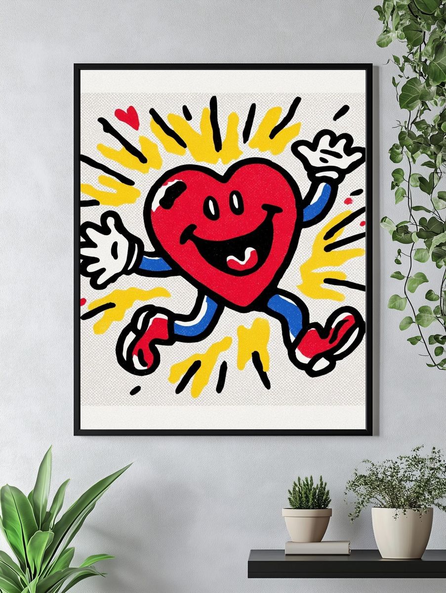 Happy Heart — Cartoon Print. — room view 4