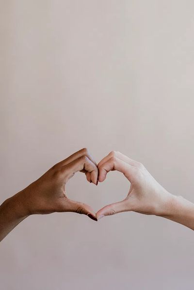 Diverse cute heart shaped hands. poster print