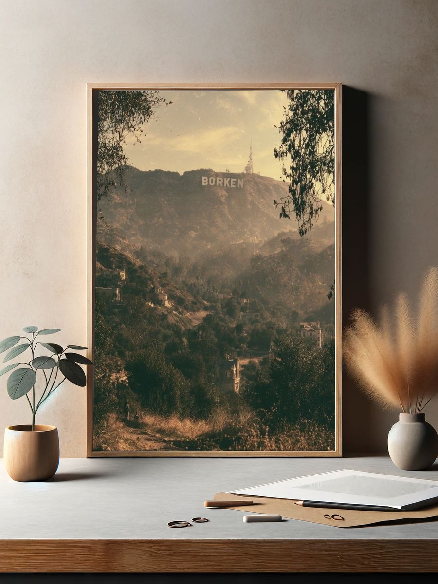 Hollywood Hills Sunset Photography Poster. — room view 2