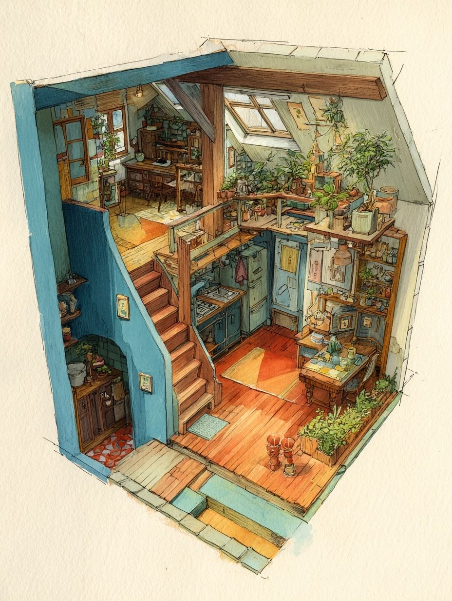 Cozy Home Interior Illustration Poster. poster detail