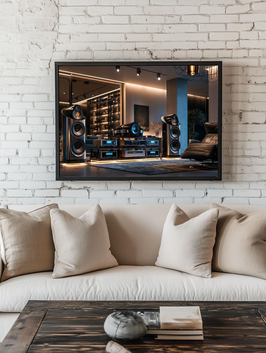 Luxury Hi-Fi Listening Room Photography Poster. room preview